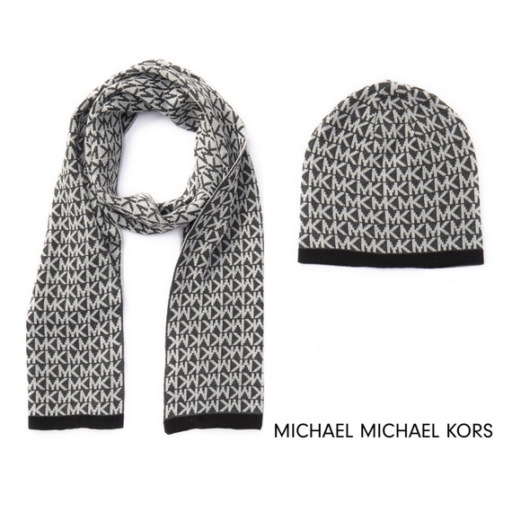 MICHAEL MICHAEL KORS Logo Muffler & Hat Set - Dark Grey - Picture 1 of 10